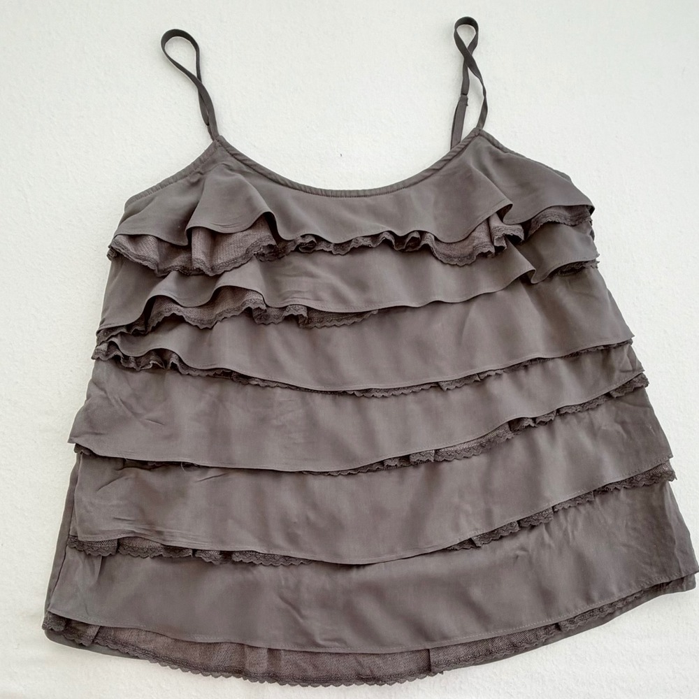 NWT Ella Moss Ruffle Lace Cami Gray Tiered Y2K Romantic Boho Indie Sleaze USA M - Picture 3 of 12
